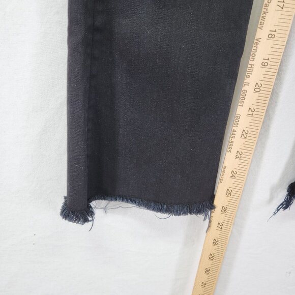 Rag & Bone Jeans Size 25 Flare Leg Frayed Hem10 inch Crop Black - Picture 5 of 16